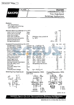 2SJ195 datasheet - Very High-Speed Switching Applications