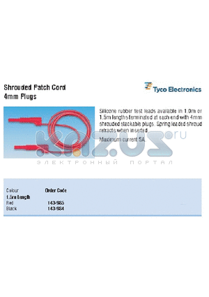 143-984 datasheet - Shrouded Patch Cord 4mm Plugs