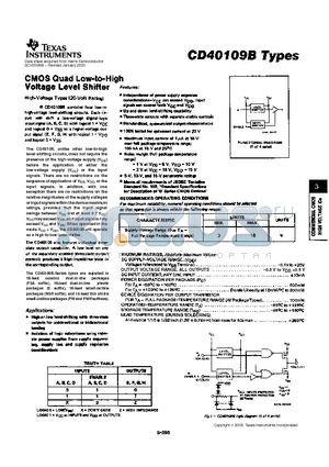 CD40109BPW datasheet - CMOS QUAD LOW-TO-HIGH VOLTAGE LEVEA SHIFTER