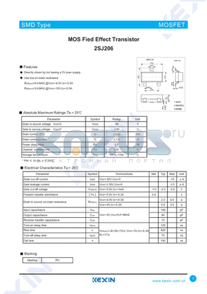 2SJ206 datasheet - MOS Fied Effect Transistor