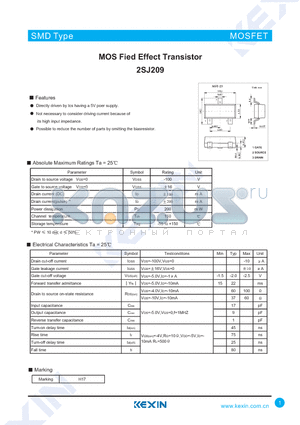 2SJ209 datasheet - MOS Fied Effect Transistor