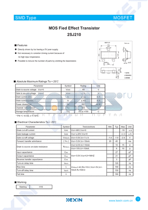 2SJ210 datasheet - MOS Fied Effect Transistor