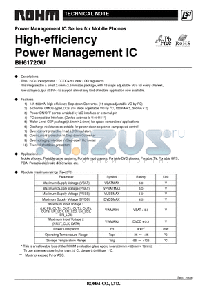 BH6172GU datasheet - High-efficiency Power Management IC