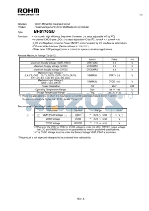 BH6176GU datasheet - Silicon Monolithic Integrated Circuit