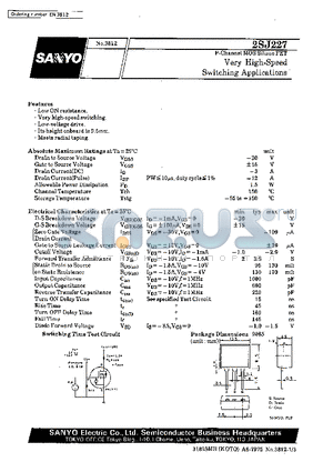 2SJ227 datasheet - Very High-Speed Switching Applications