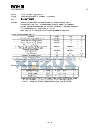 BH6176GU_11 datasheet - Silicon Monolithic Integrated Circuit Power Management LSI for MultiMedia LSI on Cellular