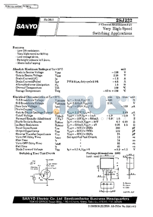 2SJ232 datasheet - Very High-Speed Switching Applications