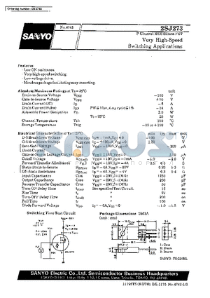 2SJ273 datasheet - Very High-Speed Switching Applications