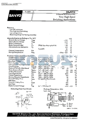 2SJ274 datasheet - Very High-Speed Switching Applications