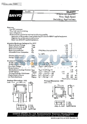 2SJ277 datasheet - Very High-Speed Switching Applications