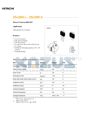 2SJ280S datasheet - SILICON P-CHANNEL MOS FET