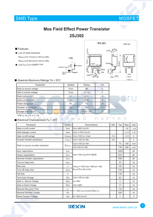 2SJ302 datasheet - Mos Field Effect Power Transistor