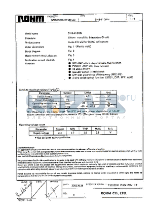 BH6410KN datasheet - SILICON MONOLITHIC INTEGRATION CIRCUIT AUDIO I/O LSI FOR DIGITAL STILL CAMERA