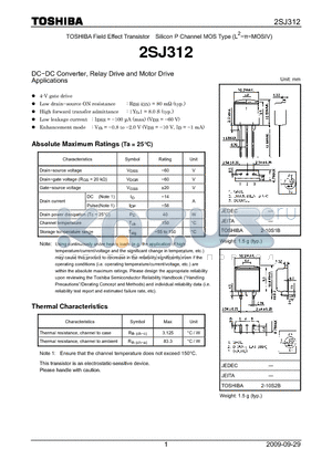 2SJ312_09 datasheet - DC−DC Converter, Relay Drive and Motor Drive Applications