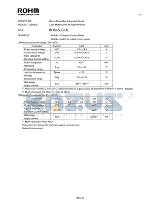 BH6453GUL datasheet - Silicon Monolithic Integrated Circuit