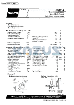 2SJ316 datasheet - Very High-Speed Switching Applications