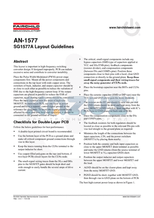 AN-1577 datasheet - SG1577A Layout Guidelines