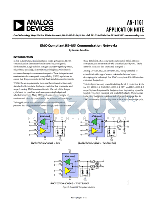 AN-1161 datasheet - EMC-Compliant RS-485 Communication Networks