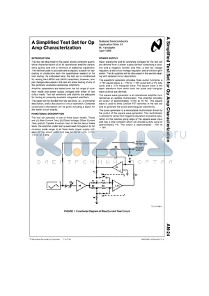 AN-24 datasheet - A Simplified Test Set for Op Amp Characterization