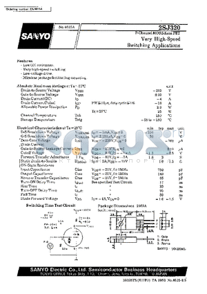 2SJ320 datasheet - Very High-Speed Switching Applications