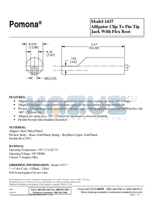 1437-0 datasheet - Alligator Clip To Pin Tip Jack With Flex Boot
