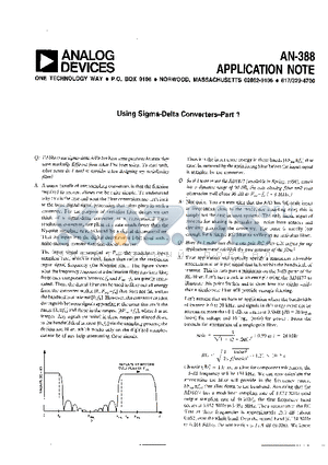 AN-388 datasheet - USING SIGMA-DELTA CONVERTERS-PART1