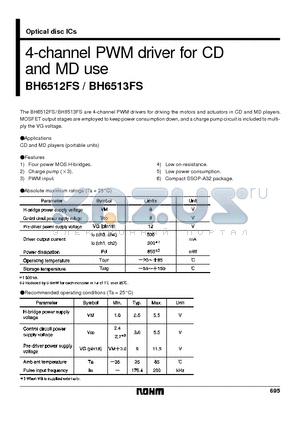 BH6512FS datasheet - 4-channel PWM driver for CD and MD use