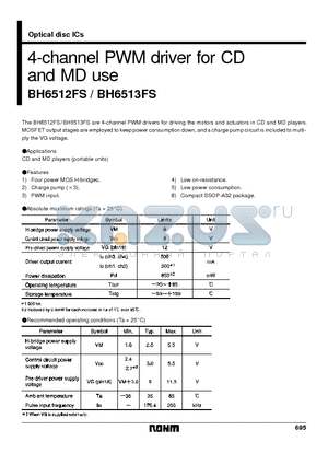 BH6513FS datasheet - 4-channel PWM driver for CD and MD use