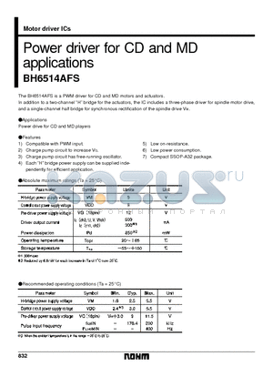 BH6514AFS datasheet - Power driver for CD and MD applications