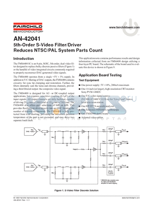 AN-42041 datasheet - 5th-Order S-Video Filter/Driver Reduces NTSC/PAL System Parts Count