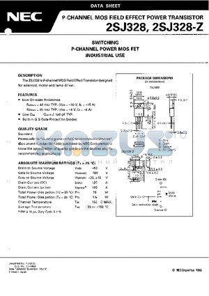 2SJ328 datasheet - SWITCHING P-CHANNEL POWER MOS FET INDUSTRIAL USE