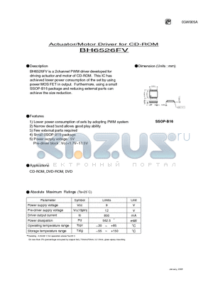 BH6526FV datasheet - Actuator/Motor Driver for CD-ROM