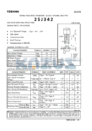 2SJ342 datasheet - P CHANNEL MOS TYPE (HIGH SPEED SWITCHING, ANALOG SWITCH APPLICATIONS)