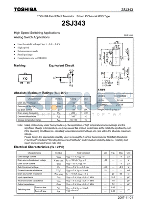 2SJ343_07 datasheet - High Speed Switching Applications