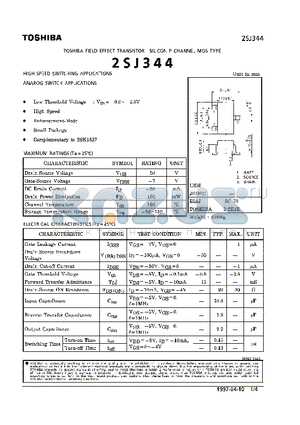 2SJ344 datasheet - P CHANNEL MOS TYPE (HIGH SPEED SWITCHING, ANAROG SWITCH APPLICATIOS)