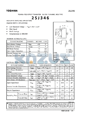 2SJ346 datasheet - P CHANNEL MOS TYPE (HIGH SPEED SWITCHING, ANAROG SWITCH APPLICATIONS)