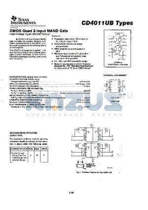 CD4011UB datasheet - CMOS QUAD 2-INPUT NAND GATE