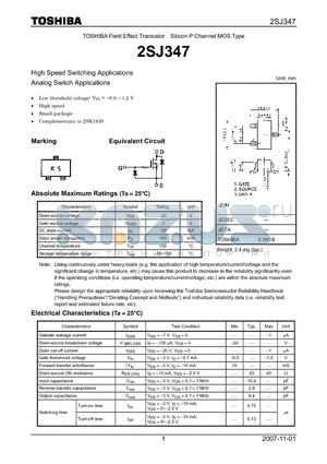 2SJ347_07 datasheet - Silicon P Channel MOS Type