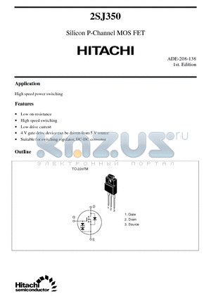 2SJ350 datasheet - Silicon P-Channel MOS FET