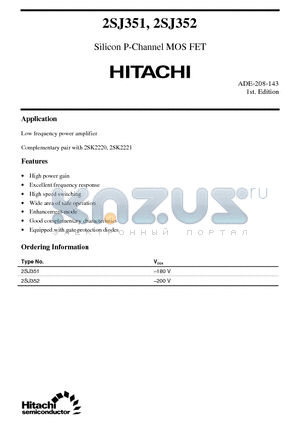 2SJ352 datasheet - Silicon P-Channel MOS FET