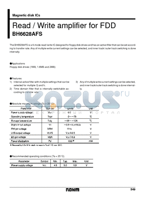 BH6628AFS datasheet - Read / Write amplifier for FDD