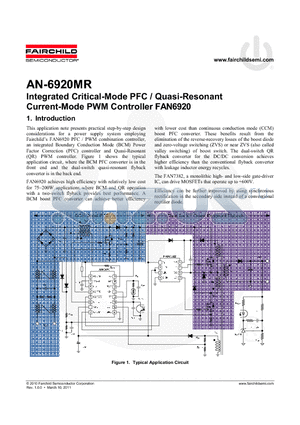AN-6920MR datasheet - Integrated Critical-Mode PFC / Quasi-Resonant Current-Mode PWM Controller