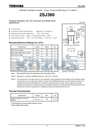 2SJ360_07 datasheet - Chopper Regulator, DC−DC Converter and Motor Drive Applications