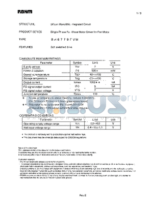 BH6779FVM datasheet - Single-Phase Full-Wave Motor Driver for Fan Motor