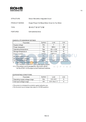 BH6789FVM datasheet - Silicon Monolithic Integrated Circuit