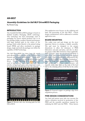 AN-9037 datasheet - 8x8 MLP DriverMOS Packaging