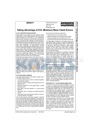 AN-817 datasheet - Taking Advantage of ECL Minimum-Skew Clock Drivers