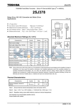 2SJ378_07 datasheet - Relay Drive, DC−DC Converter and Motor Drive Applications