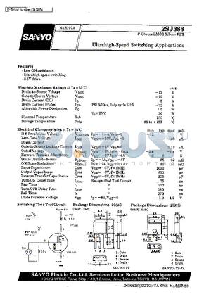 2SJ383 datasheet - Ultrahigh-Speed Switching Applications