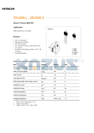 2SJ389L datasheet - Silicon P Channel MOS FET